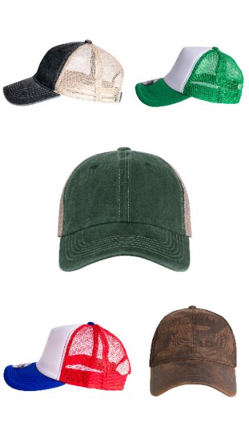 Branded caps in client colourways